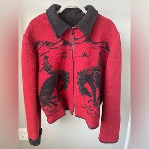 Wooded River Women's Wool Coat Cowboys Size XL Front Zip